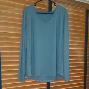 Women's Blue V-Neck Top
